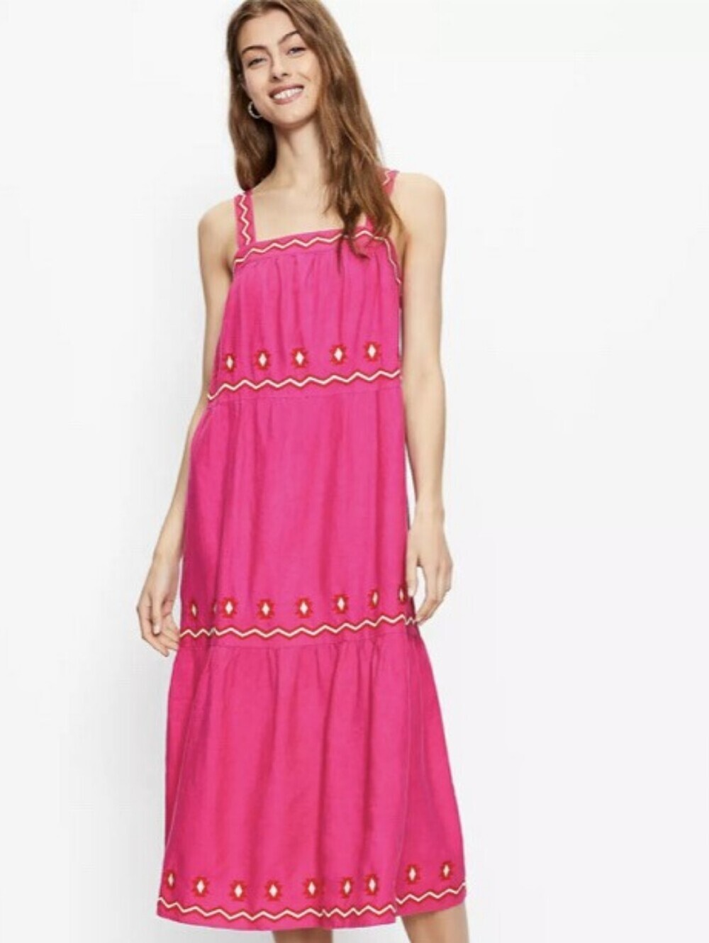 LOFT Hot Pink Elastic-Waist Sundress Small